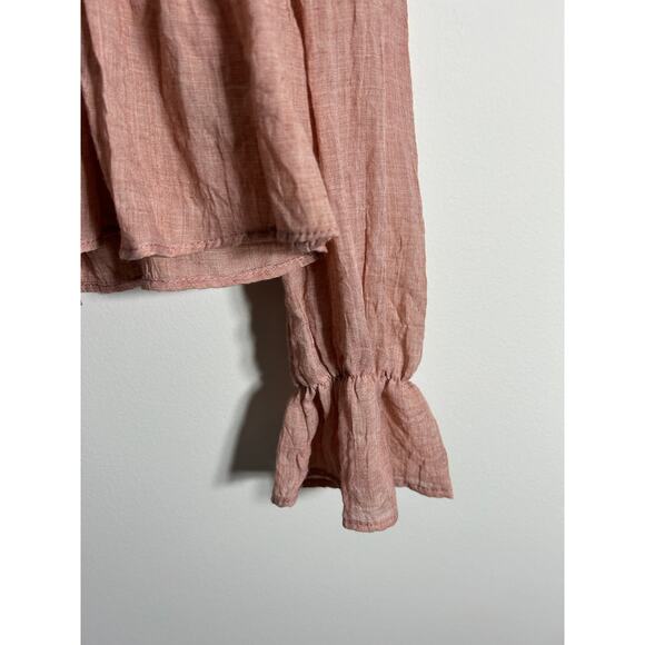 Saints & Hearts Crop Eyelet Blouse Bohemian  Gauze Fabric rose pink Medium - Picture 3 of 9